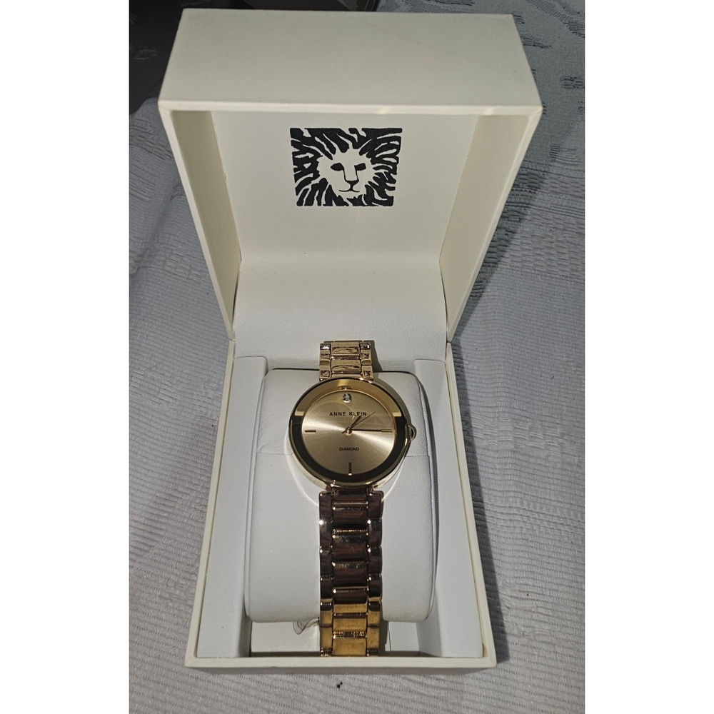 Anne Klein Genuine Diamond Collection Gold Watch